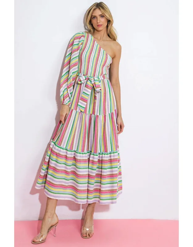 No Matter Where I Go Midi Dress With Smocked Bodice And Tiered Skirt
