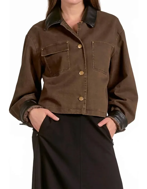 Barn Coat Jacket With Leather Trim