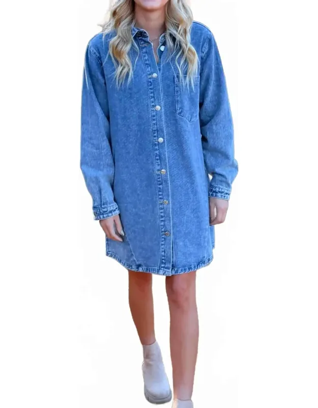 Downtown Denim Mini Shirt Dress