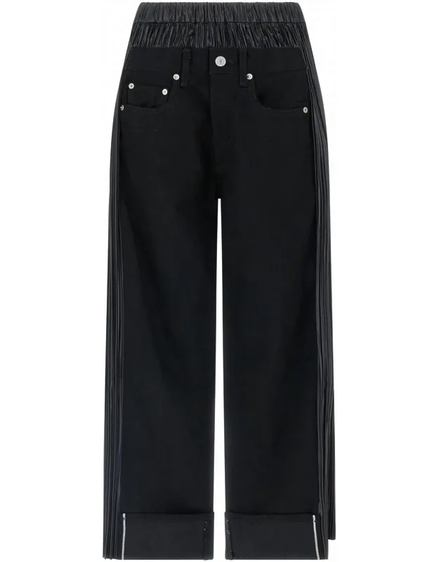 Cotton Pleated Fabric Inserts Jeans