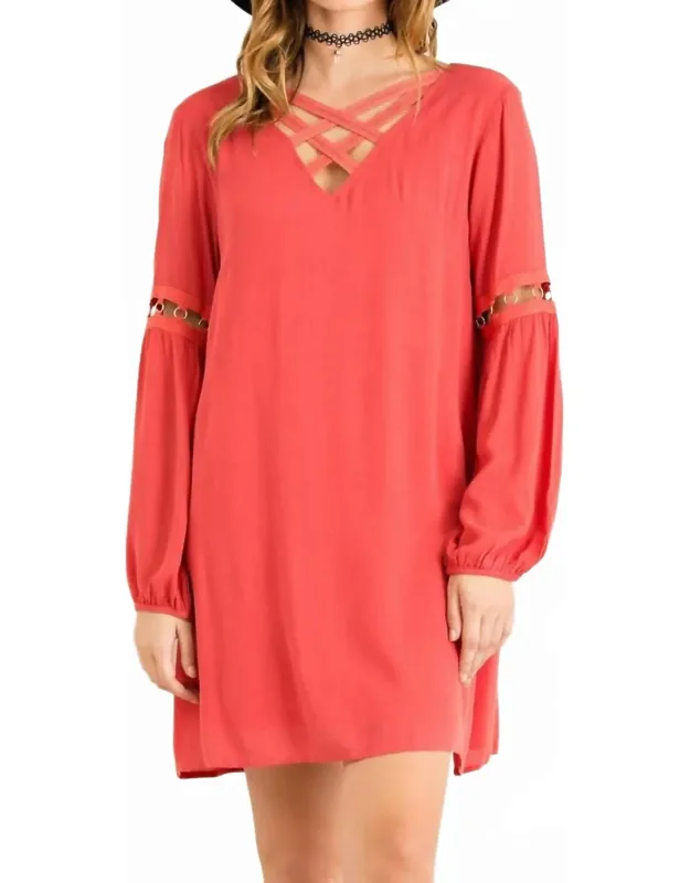 Long Sleeve Dress With Cutout Details