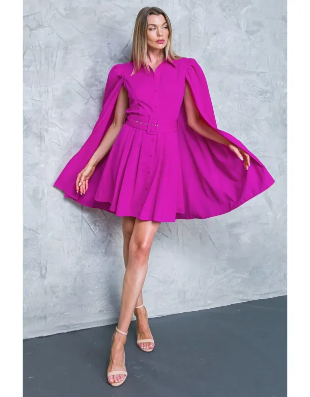 My Secret Style Woven Mini Dress With Shirt Collar And Self Belt