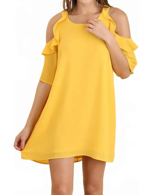 Hello Sunshine Cold Shoulder Ruffle Dress