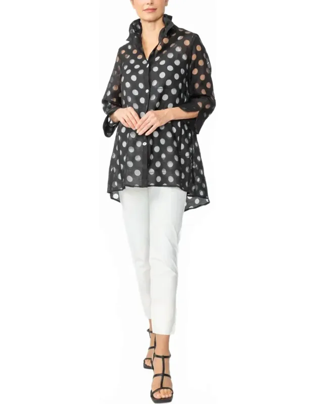 Wire Neck Back Button Jacket With White Cami