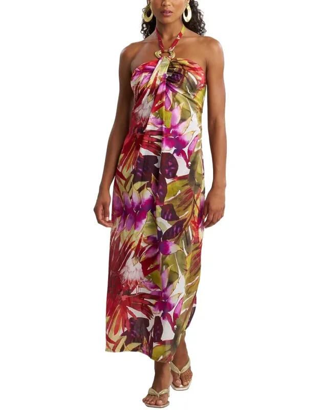 Rainforest Cotton Maxi Halter Dress