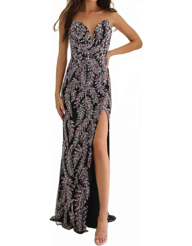 Strapless Floor-length Sequin Prom Dress