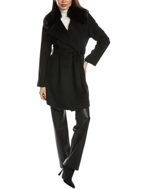 Wool-blend Wrap Coat