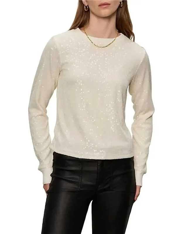 Sparkle Together Sweater With Sequin Fabrication And Ribbed Crew Neckline