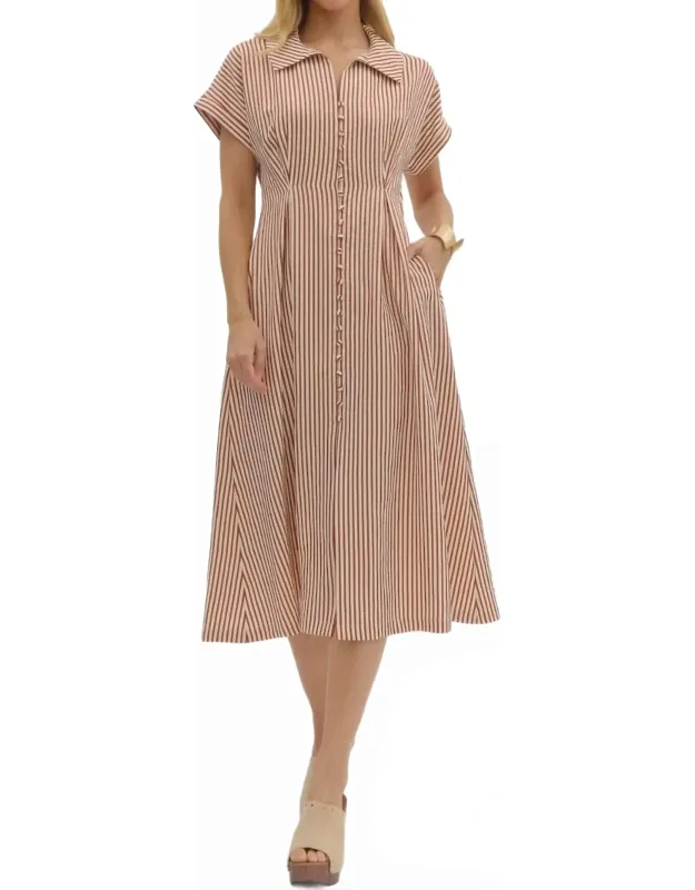 Button Front Stripe Dress