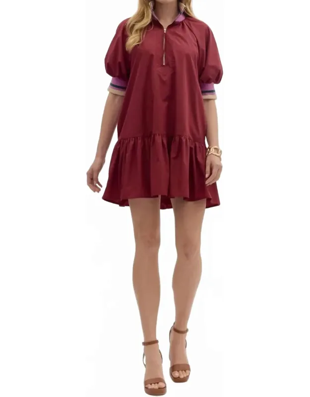 Colorband Mini Dress With Short Sleeves And Functional Side Pockets