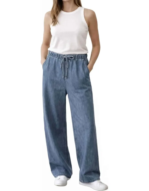 Wide Leg Denim Joggers