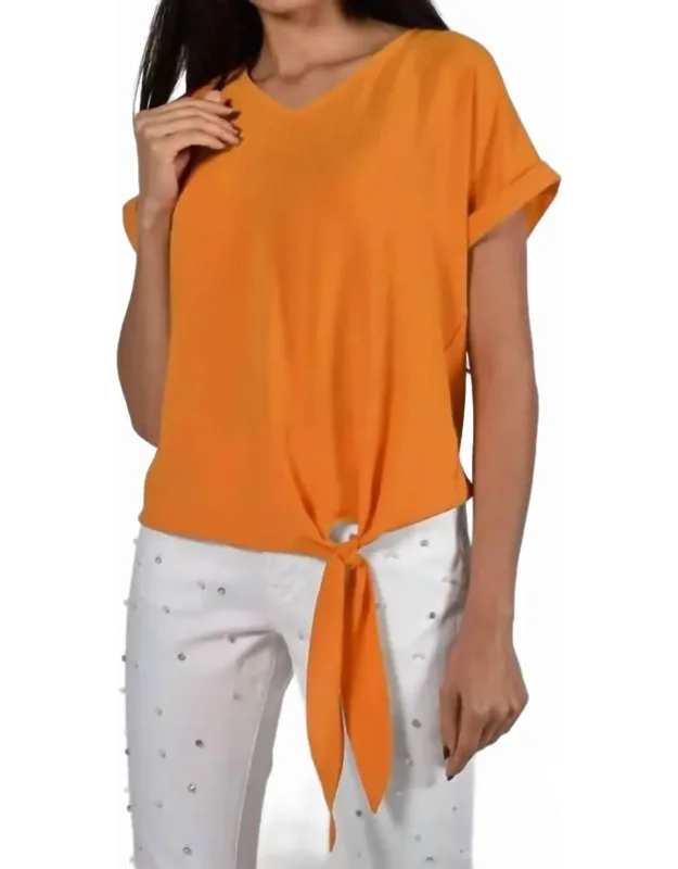 Obelia V Neck Tie Front Top