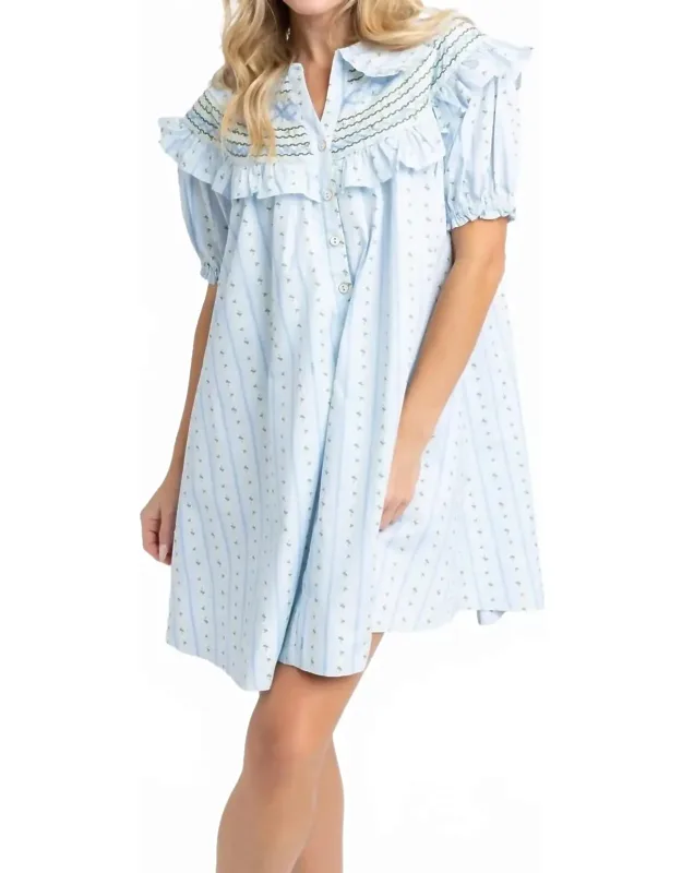 Floral Stripe Peter Pan Stitch Dress
