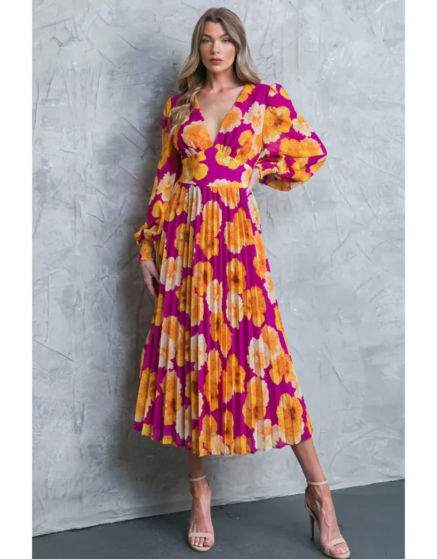 Floral Woven Midi Dress