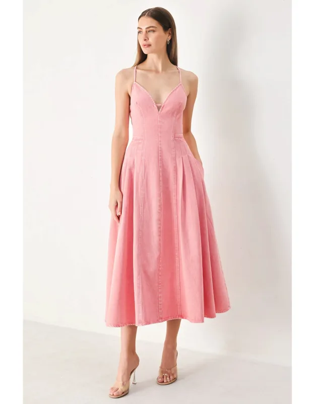 Woven Twill Midi Dress