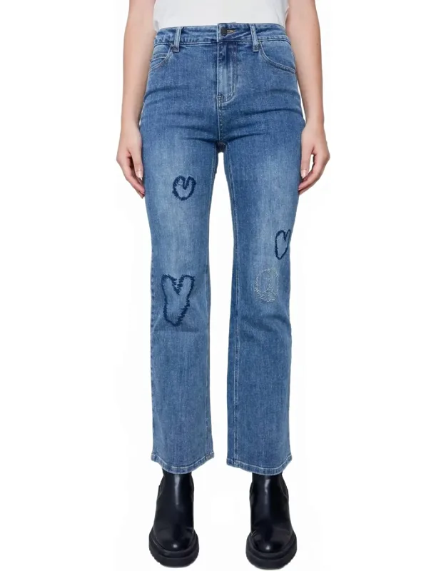 Heart Embroidered Jeans