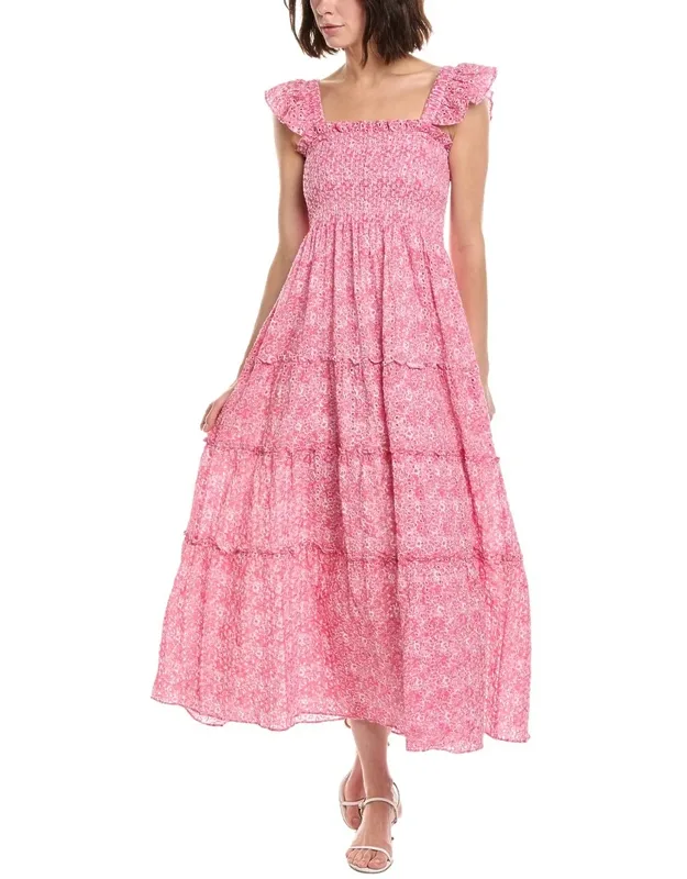 Flutter Smocked Midi Dress