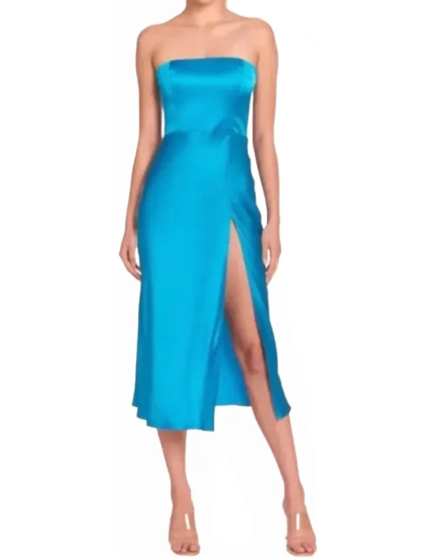 Mandy Silk Strapless Midi Dress