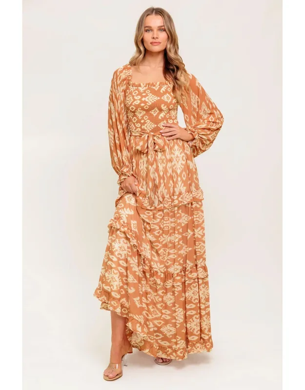Cosmopolitan Elegance Woven Maxi Dress With Off Shoulder Neckline And Ruffled Edge