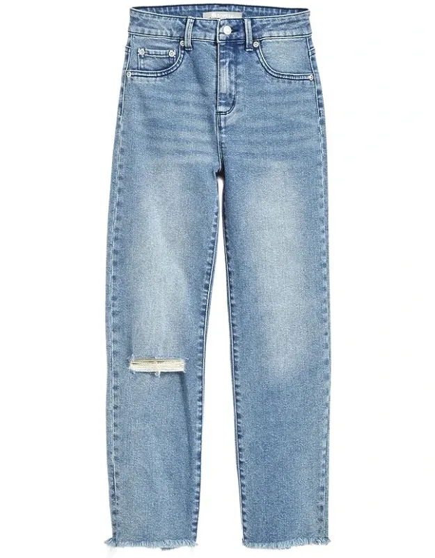 Straight Crop Pants With Fray Hem