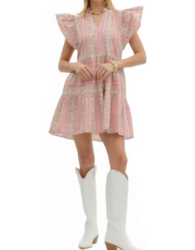 Ruffle Sleeve Tiered Mini Dress