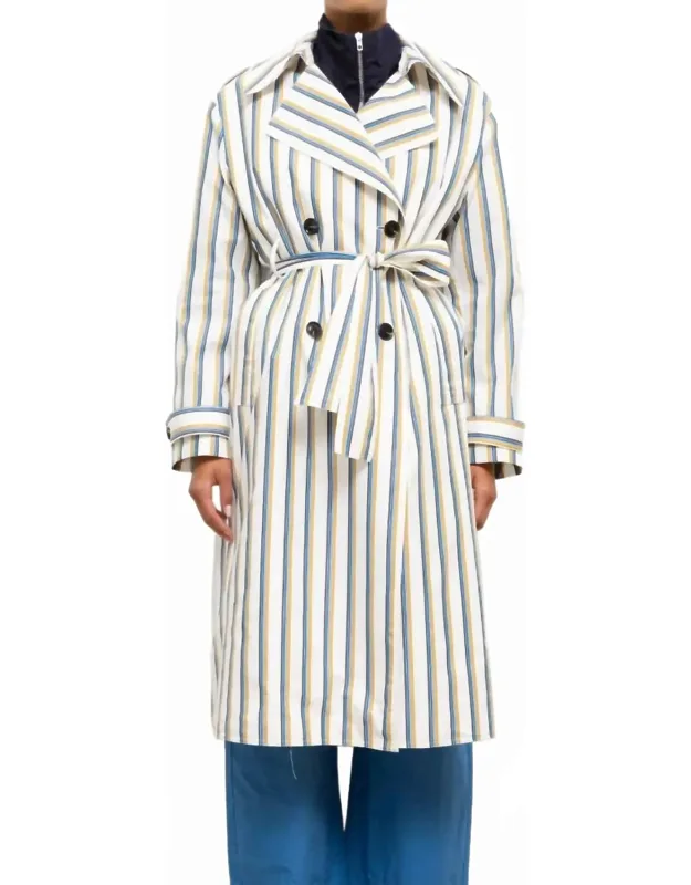 Yoshi Stripe Trench Coat