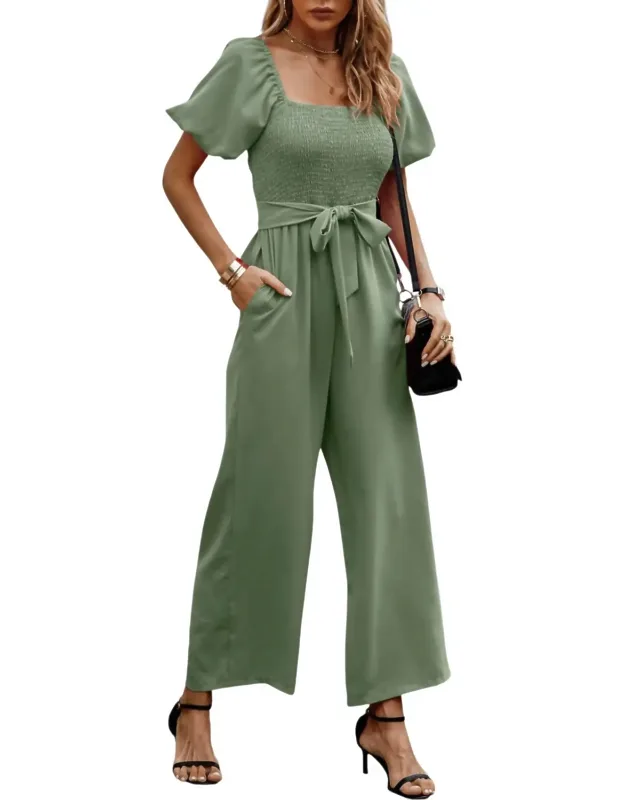 Smocked Wide Leg Jumpsuit