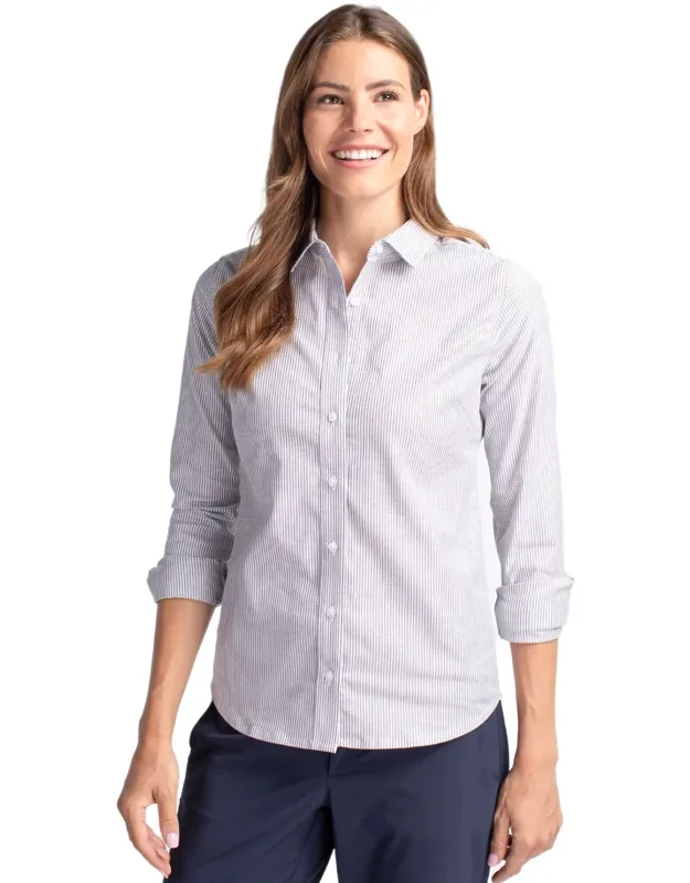 Stretch Oxford Stripe Long Sleeve Dress Shirt