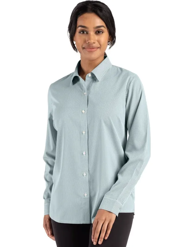 Skyline Epic Confidence Recycled Pinstripe Dress Shirt - Lightweight Comfort, Moisture Wicking