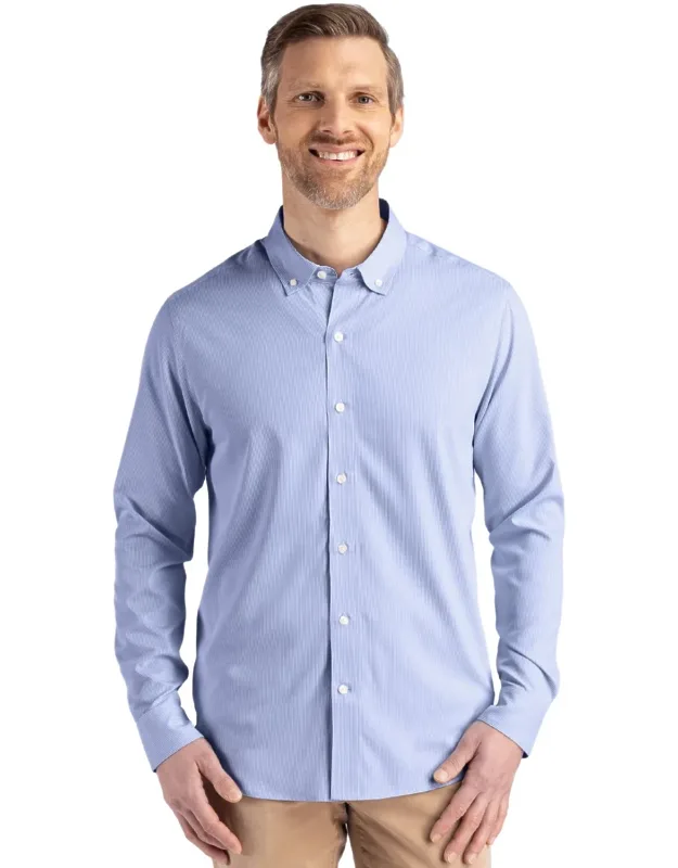 Skyline Epic Confidence Recycled Pinstripe Dress Shirt With Innovative Performance Fabric And Stain Resistant Finish