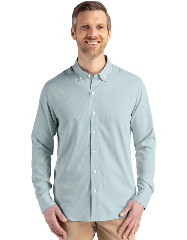 Skyline Epic Confidence Recycled Pinstripe Dress Shirt With Stain Resistant Finish And All-day Recovery