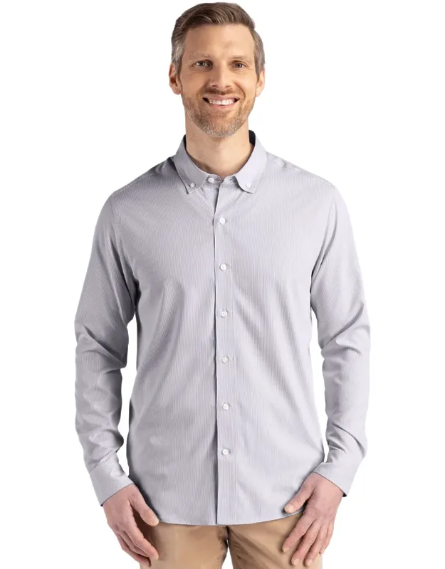 Skyline Epic Confidence Recycled Pinstripe Dress Shirt With Stain Resistant Finish And All-day Recovery