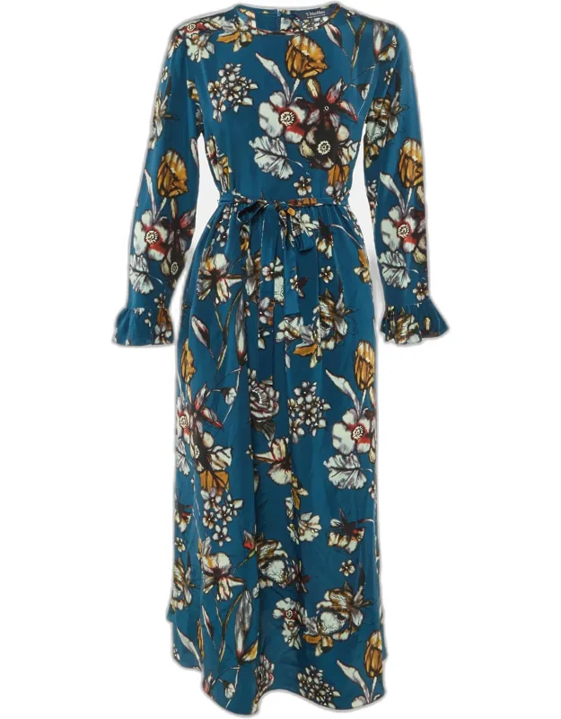 Floral Print Silk Midi Dress