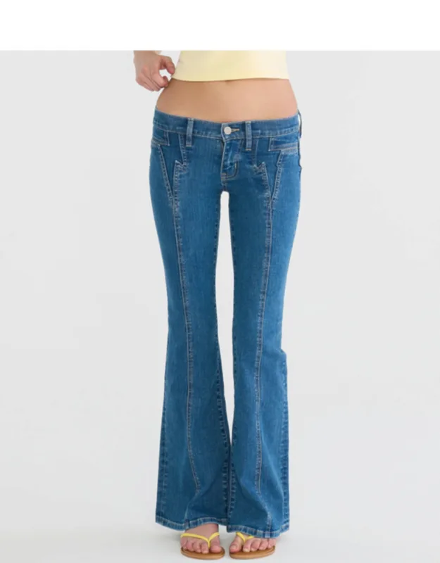 Super Low-rise Flare Lightning Bolt Jeans