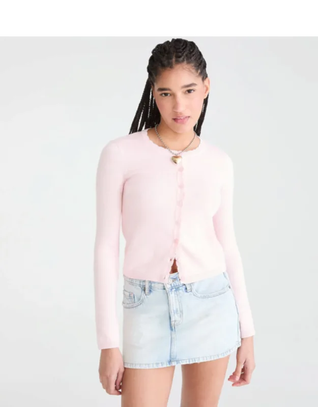 Scalloped Crew Cardigan