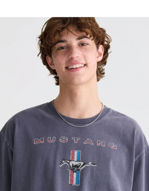 Aeropostale Relaxed Graphic Tee With Distressed Graphics