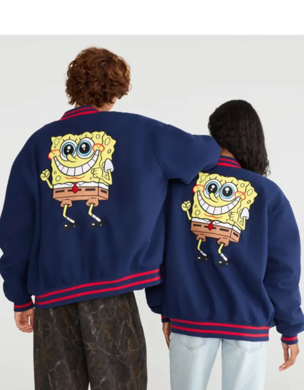 Spongebob X Faux Wool Bomber Jacket