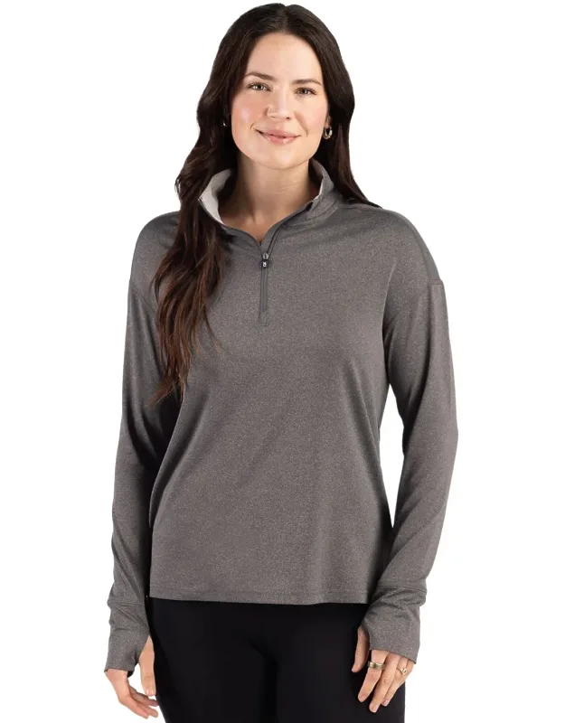 Cutter & Buck Forge Recycled Four-way Stretch Quarter Zip Pullover With Moisture-wicking Technology And Upf 50+ Protection