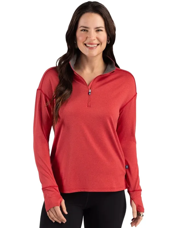 Cutter & Buck Forge Recycled Four-way Stretch Quarter Zip Pullover With Moisture-wicking Technology And Upf 50+ Protection