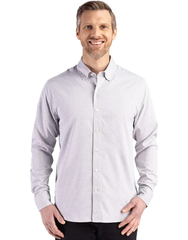 Skyline Epic Confidence Recycled Gingham Long Sleeve Dress Shirt With Pfas Free Stain Resistant Finish And All-day Recovery