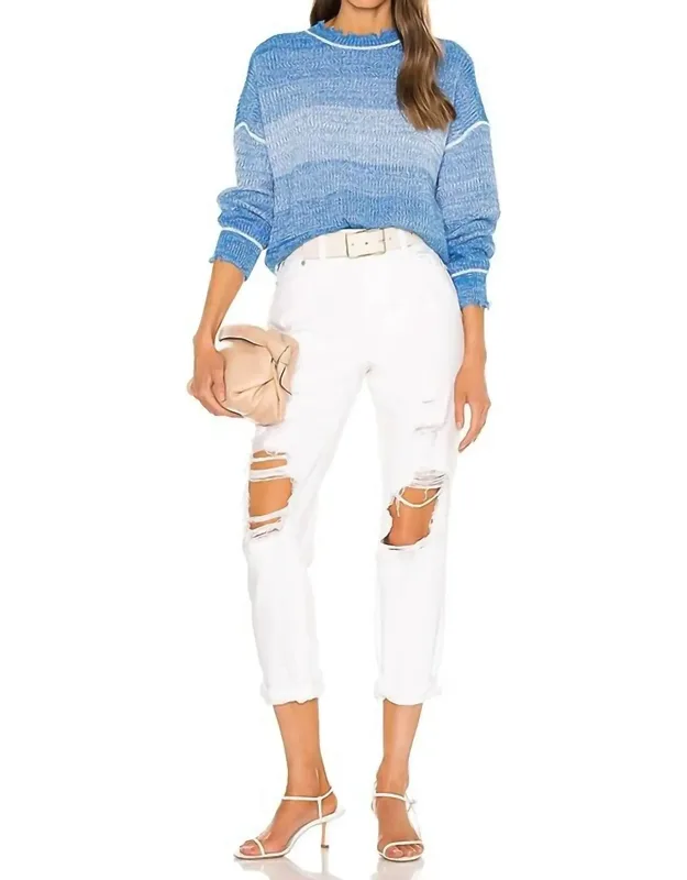 Presley High Rise Relaxed Roller Jeans With Distressed Details And 5-pocket Design