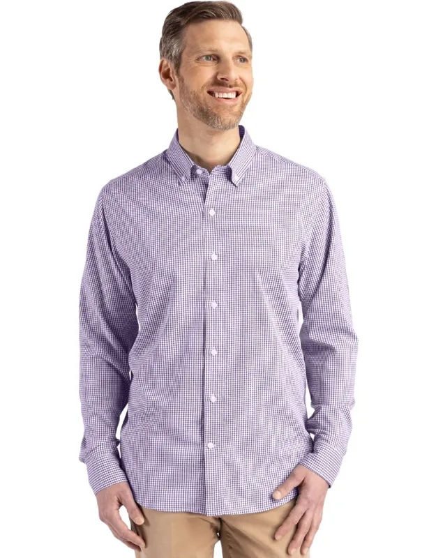 Cutter & Buck Skyline Epic Confidence Recycled Gingham Long Sleeve Dress Shirt With Innovative Work-to-weekend Performance Fabric And Pfas Free Stain Resistant Finish