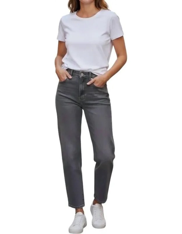Mid Rise Straight Leg Jeans