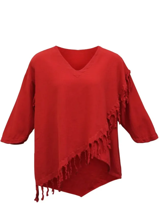 Fringe Cotton Gauze Top