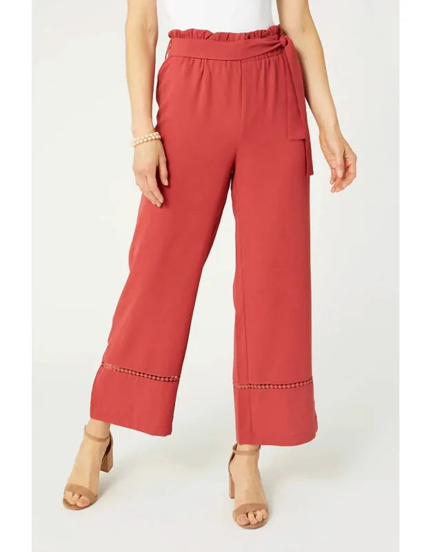Wide Leg Eyelet Detail Pants