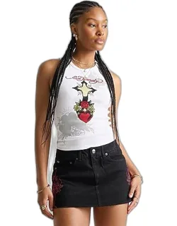 Cross Heart Rhinestone Tank Top