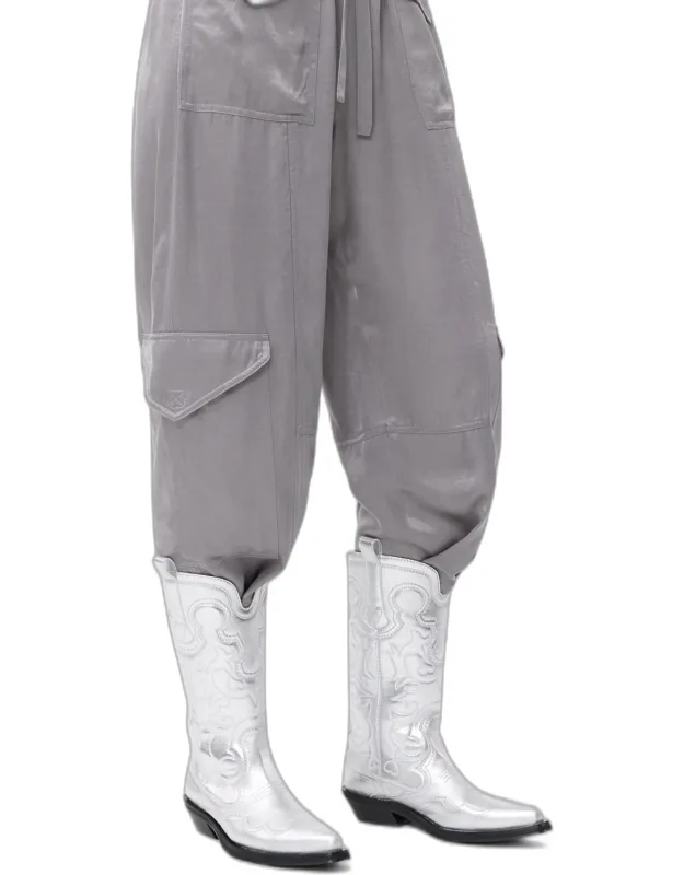Silver Mid Shaft Embroidered Western Boots