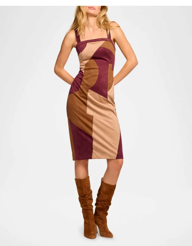 Patchwork Faux Suede Dress