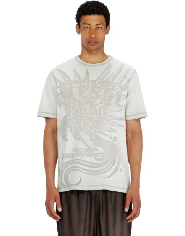 Jersey T-shirt With Embossed Graphic
