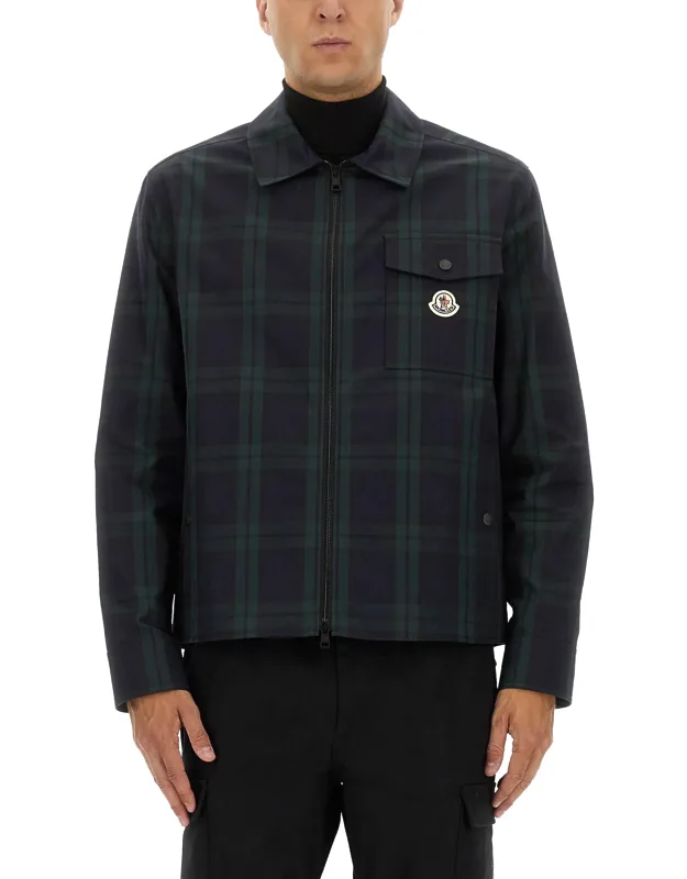 Checked Cotton Gabarine Shirt Jacket